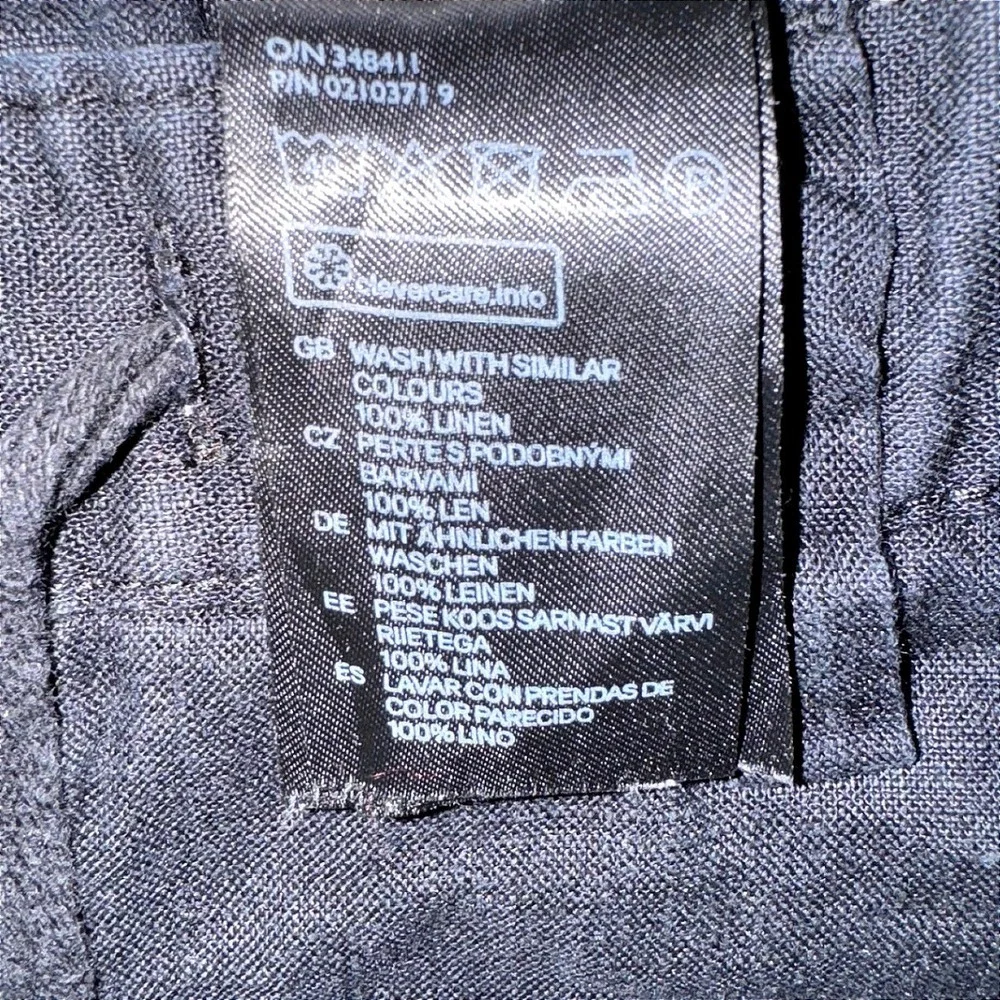 H&M Black 100% Linen Straight Leg Drawstring Pants 33R Womens Mens Casual